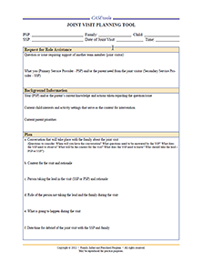 Clickable image.  "JOINT VISIT PLANNING TOOL" form 