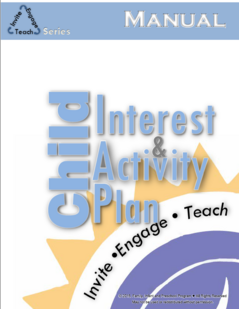 Clickable Image. Cover of a manual titled "Child Interest & Activity Plan"