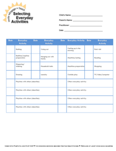 Clickable Image. Form titled "Selecting Everyday Activities" 