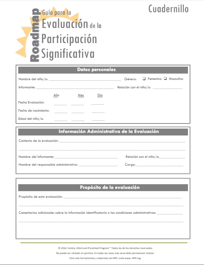 Clickable image. "Form titled 'Guía para la Evaluación de la Participación Significativa.'